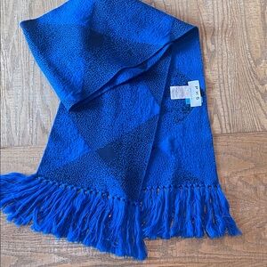 PH5 Merino Wool Blend Blue Fringed Scarf